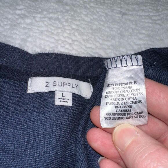 Z Supply Crewneck Sweatshirt Dress Navy Black Leopard Large GUC - Picture 7 of 12